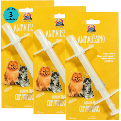 Aplicador de Comprimidos Animalíssimo Para Cães e Gatos Kit Com 3 unidades Aplicador de Comprimidos Animalíssimo Para Cães e Gatos Kit Com 3 unidades